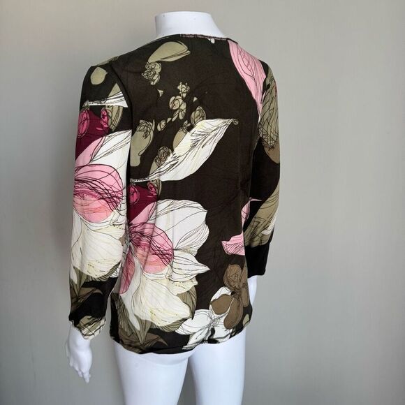 Ellen Tracy Y2K Silk 3/4 Sleeve Top Size S - Picture 5 of 8